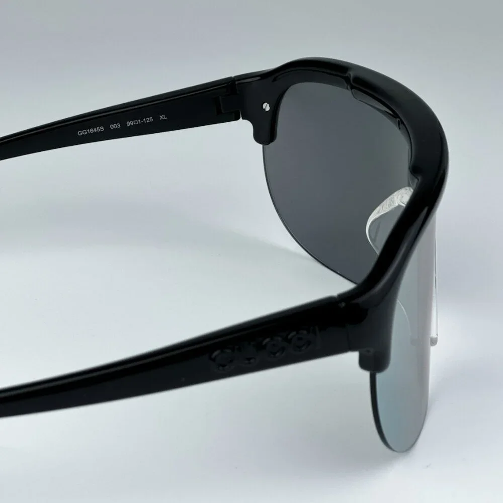 Gucci GG1645S 003 BRAND NEW Sunglasses Black Grey Silver Mirrored Unisex Mask